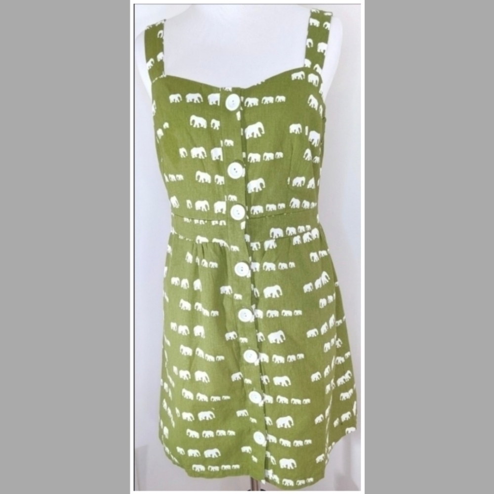 𝅺modcloth Ducks In A Row Elephant Print Mini Dress xs NWOT